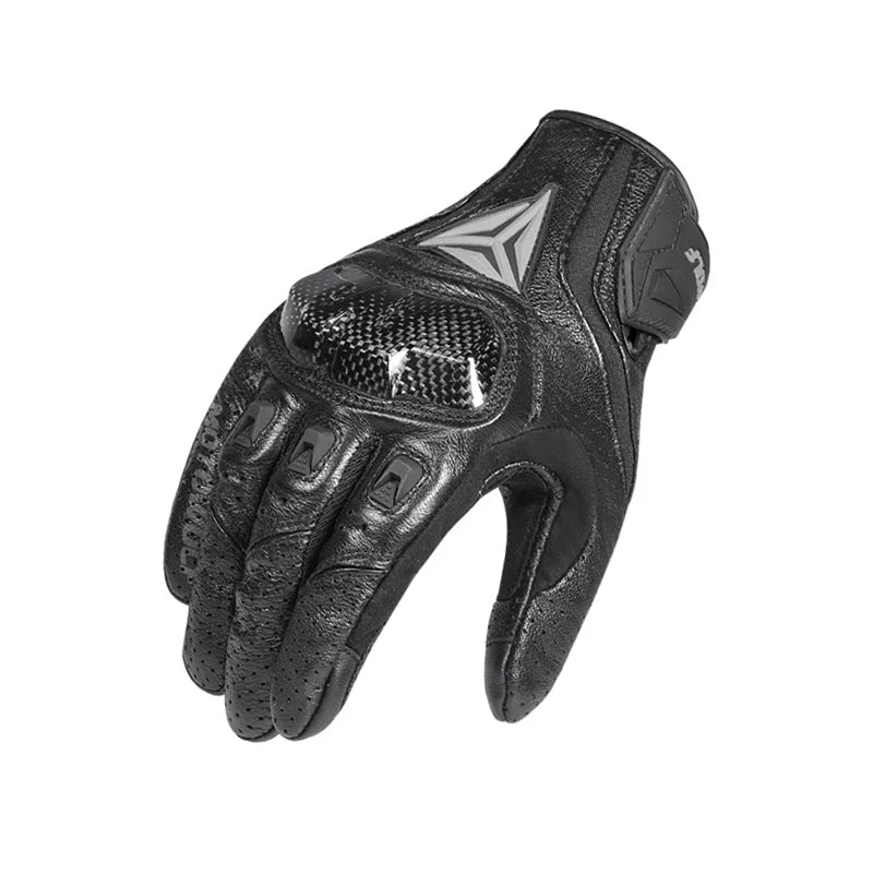 Luvas de couro para motociclismo masculino, equipamento protetor, respirável, verão, motocicleta, moto, motocross, ciclismo