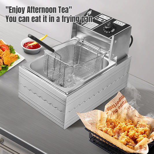 2500w 220v fritadeira elétrica de aço inoxidável fritadeira elétrica comercial doméstico chips frigideira batatas fritas que faz a máquina