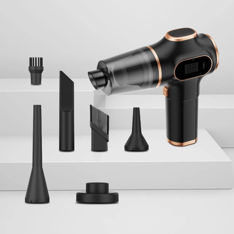 Aspirador de pó portátil poderoso para eletrodomésticos ABS, bateria de longa duração adequada para limpeza de detritos de carro e casa