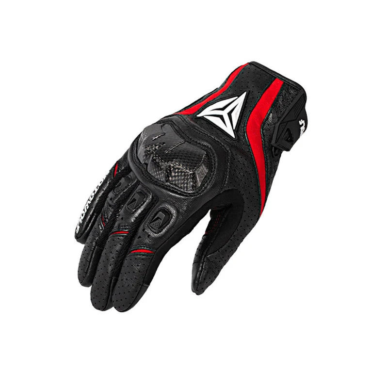 Luvas de couro para motociclismo masculino, equipamento protetor, respirável, verão, motocicleta, moto, motocross, ciclismo