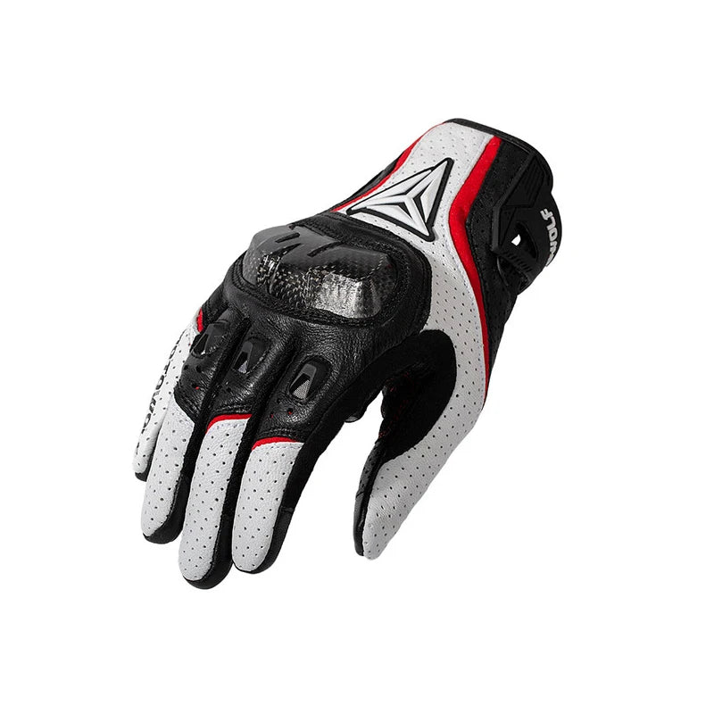 Luvas de couro para motociclismo masculino, equipamento protetor, respirável, verão, motocicleta, moto, motocross, ciclismo