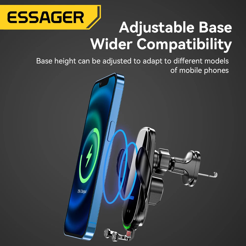 Essager qi 15w carregador sem fio suporte do telefone do carro no respiradouro de ar do carro montagem para o iphone 14 13 12 x pro max xiaomi huawei carregamento rápido