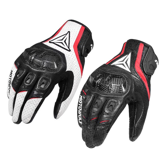 Luvas de couro para motociclismo masculino, equipamento protetor, respirável, verão, motocicleta, moto, motocross, ciclismo