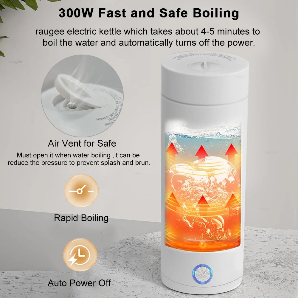 Chaleira elétrica portátil para viagem, chaleira térmica de ebulição rápida para chá e café 304 aço inoxidável mini aquecedor de leite para bebê